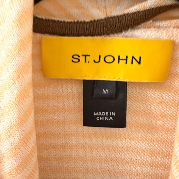 St. JOHN M Wool striped open front waterfall cardigan - Picture 5 of 8